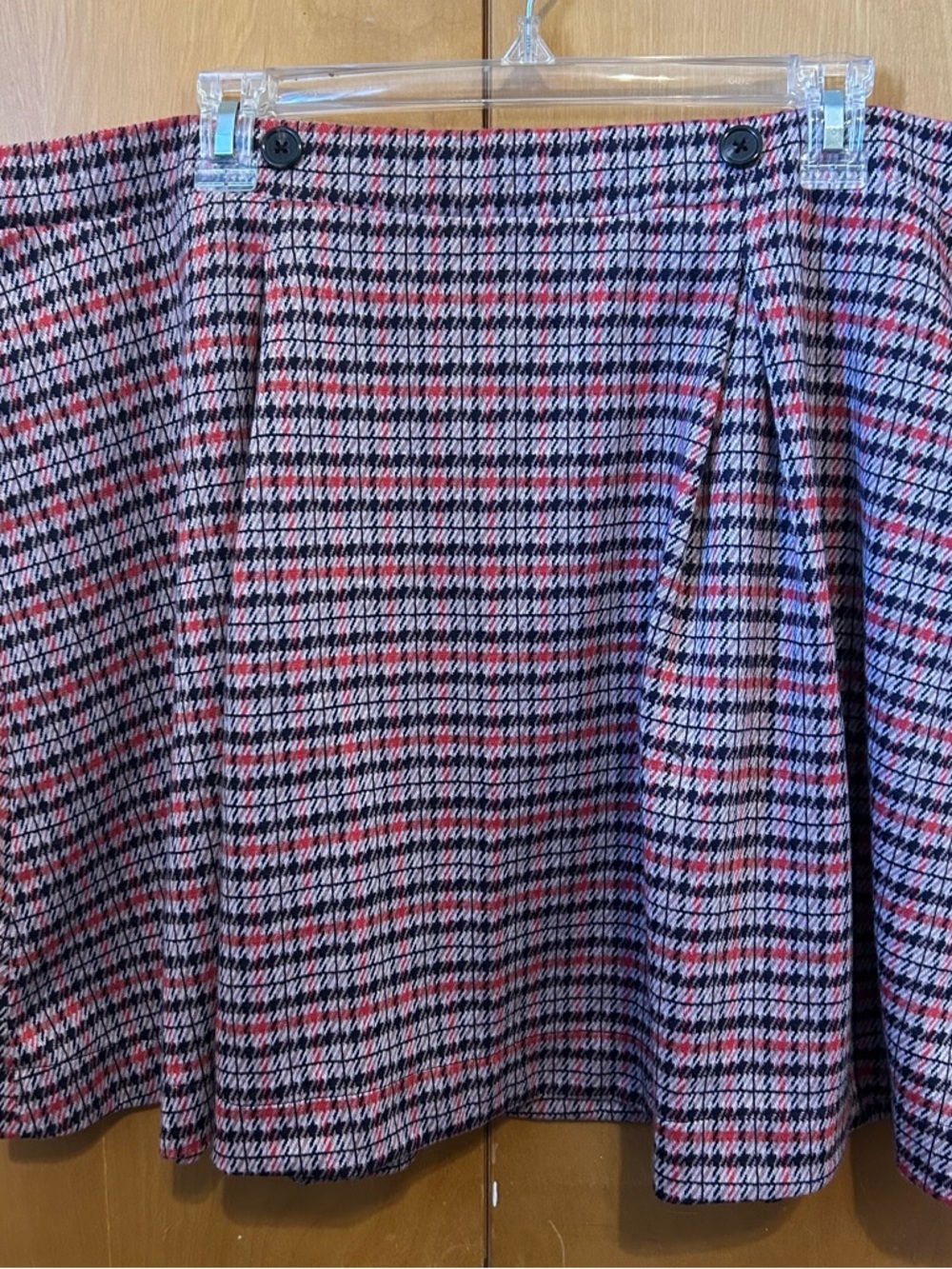 ModCloth A-Line Skirt in Black, White & Pink Houndstooth